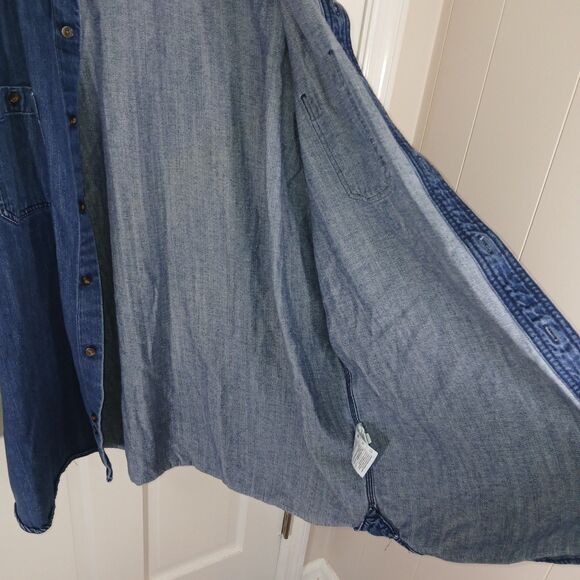 Carhartt Blue Denim Long Sleeve Shirt Mens 2XL Button Down Work Wear Long Sleeve - Picture 10 of 16